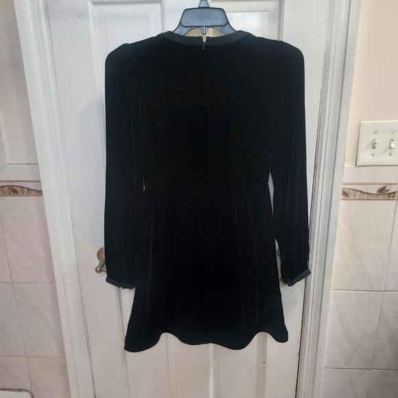 Saloni Black Camille Velvet Embellished Pearl Bow Mini Dress - Picture 7 of 10